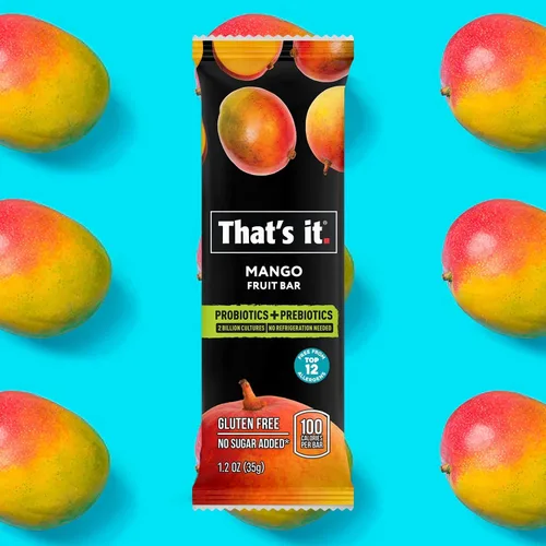 Miniatura 4 de Eso es todo. (Paquete de 12 unidades de mango) Barra de fruta probiótica, refuerzo de la inmunidad y apoyo a las culturas activas para promover