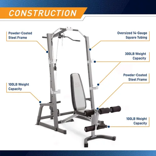 Miniatura 7 de Marcy Pro Deluxe Cage System with Weightlifting Bench All-in-One Home Gym Equipment PM-5108