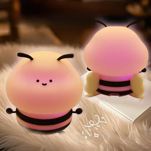Miniatura 5 de Luz nocturna de abeja para niños, lámpara blanda, luz nocturna de animales, 3 niveles de brillo, lámpara para niños que cambia de color, lámparas