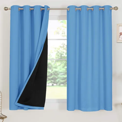 Miniatura 83 de Deconovo Cortinas 100% opacas, cortinas de ventana con aislamiento térmico, paneles reductores de ruido, cortinas de forro negro, con ojales