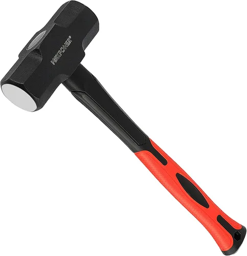 MAXPOWER Martillo de trineo de 4 libras, cabeza de acero, mango de fibra de vidrio de 12 pulgadas resistente a los golpes