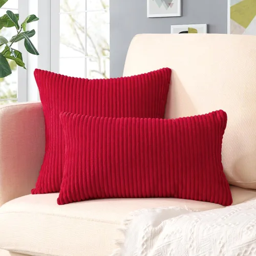 Miniatura 330 de Artscope Fundas de Almohada de Pana a Rayas Acogedoras Súper Suaves Decorativas Cuadradas Fundas de Cojín para Sofá Sillón Dormitorio Decoración