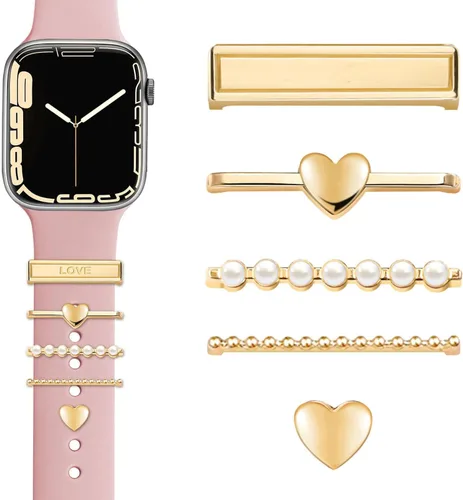 Miniatura 18 de JR.DM Dijes para correa de reloj con anillos decorativos brillantes, compatibles con Apple Watch de 1.575 pulgadas, 1.496 pulgadas, 1.614 pulgadas