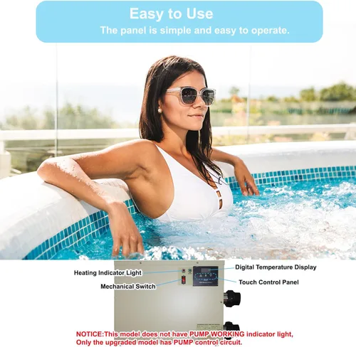 Miniatura 6 de Calentador de piscina 9KW 220V Termostato eléctrico de piscina, pantalla táctil digital, calentador de agua de piscina de bajo consumo para spas