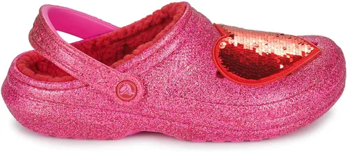 Miniatura 3 de Crocs Zueco de corazón con purpurina rosa con forro clásico unisex para adultos