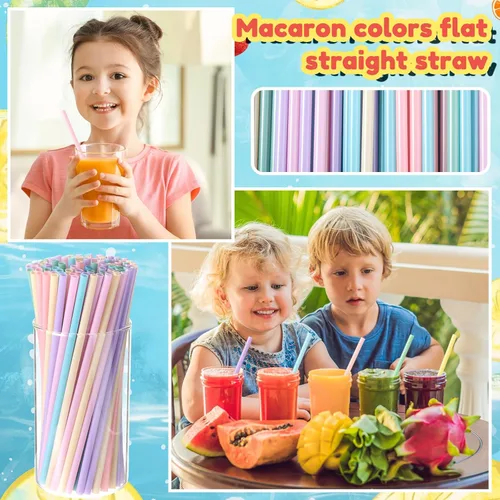 Miniatura 3 de Eaasty 400 popotes desechables de plástico a granel, 0.24 pulgadas de diámetro y 7.87 pulgadas de largo de plástico desechables (pastel)