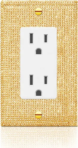 Miniatura 7 de 4 piezas de placa de pared rosa plateado brillante cubierta decorativa interruptor de luz cubierta de interruptor de palanca única diamantes