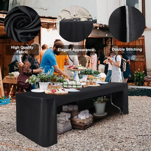 Miniatura 3 de ABCCANOPY Mantel rectangular de 6 pies para mesas rectangulares, de poliéster, lavable, para banquetes, bufé, fiestas, vacaciones, cenas, bodas