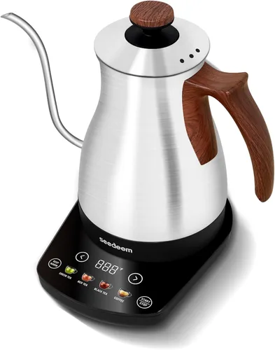 Miniatura 6 de SEEDEEM Hervidor eléctrico de cuello de cisne con pantalla táctil completa de 1200 W, hervidor eléctrico de té y café con cuatro modos