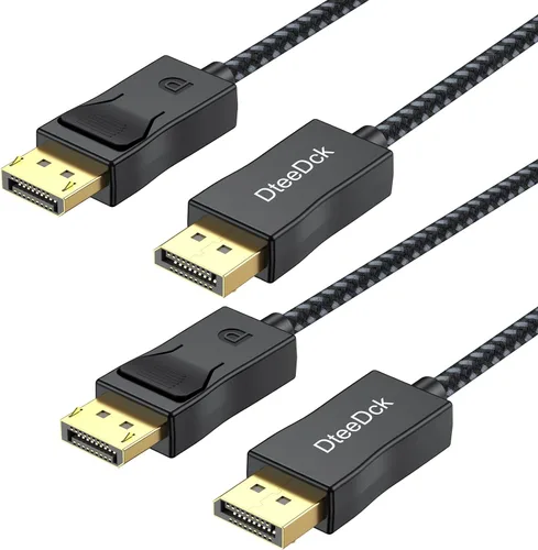 Cable DisplayPort de 6 pies, paquete de 2 cables de puerto de pantalla DP 1.2 de 6 pies [4K @60Hz, 2K @100Hz, 1080P @240Hz] cable para monitor
