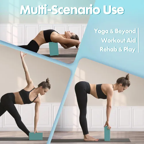 Miniatura 6 de Bloque de yoga EVA de alta densidad – Bloque duro y grueso (8.82 oz) para yoga, pilates, entrenamiento de danza – Ladrillo de ejercicio