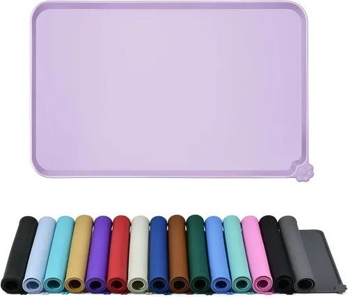 Miniatura 13 de Reopet Tapete de silicona para cuenco de perro y gato, antiadherente, para alimentos, impermeable, varios colores, tamaños y propósitos Gris