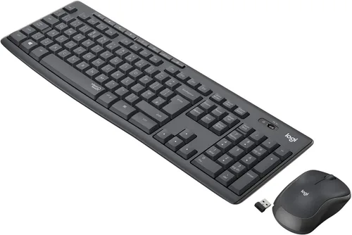 Logitech MK295 - Teclado y mouse inalámbricos silenciosos, RF inalámbrico, QWERTY, negro, 104 teclas, 2,4 GHz, rango de 32.8 ft, tecnología