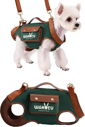 Miniatura 20 de Wakytu Arnés de elevación para perro, arnés VES ajustable para perro, correa ajustable para perro con bolsa pequeña para golosinas para cachorros