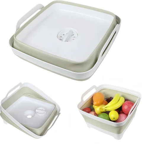 Miniatura 14 de GIMWA Lavabo plegable para biberones, contenedor portátil de 2.4 galones para fregadero de campamento de caravana, tina de cocina que ahorra espacio