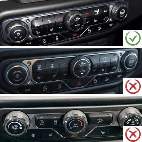Miniatura 3 de JeCar - Cubierta de perilla de interruptor de aire acondicionado, de aleación de aluminio, compatible con Jeep Wrangler 2018-2023 JL JLU y 2020-2023