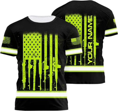 Miniatura 10 de Camisa de alta visibilidad para hombre, camisas de seguridad reflectantes con nombre personalizado para patriota, patriótico, veterano, militar
