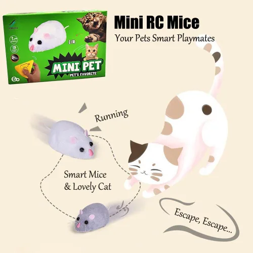 Miniatura 7 de Tipmant Ratones RC de tamaño mini con control remoto IR, rata, ratón, broma de animales, broma, juguetes de trucos de miedo para gatos, perros, Gris