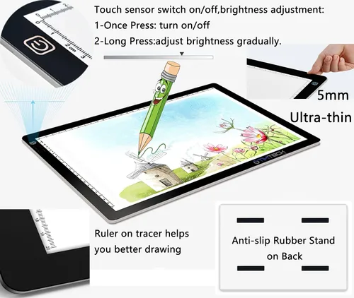 Miniatura 6 de Caja de luz LED A4 ultradelgada portátil con atenuación de brillo, luz de trazado de arte LED para artistas, dibujo, bocetos, animación, estampado