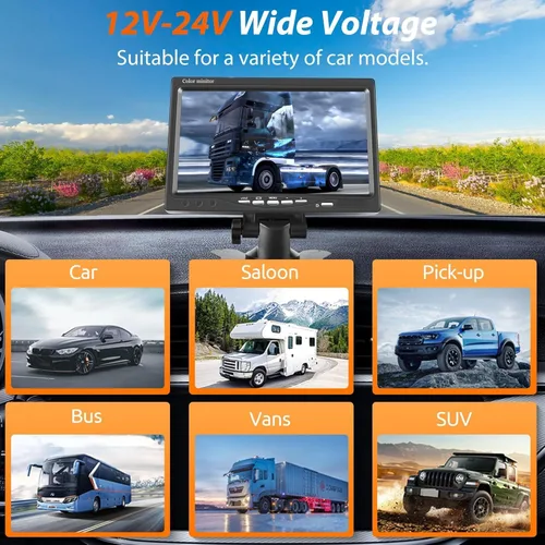 Miniatura 7 de Sistema de cámara de respaldo HD 1080P RV Monitor de 7 pulgadas con 2 cámaras de visión lateral trasera, fácil instalación, IP69, impermeable