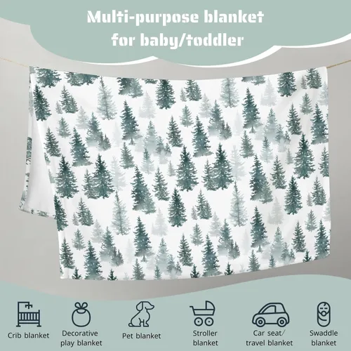 Miniatura 6 de HawSkgFub Manta de bebé de bosque de pinos para niños, regalo de franela de invierno de forro polar, manta de recepción, suave y ligera, ropa