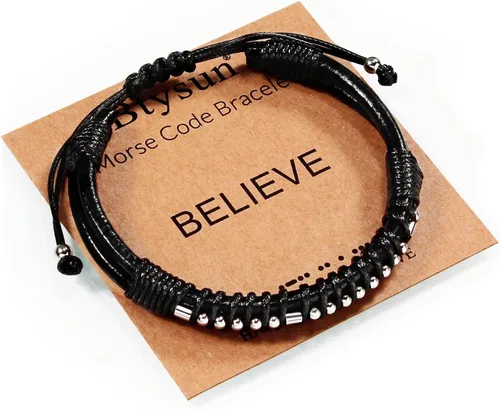 Miniatura 46 de Regalos inspiradores para hombres, pulseras con código morse, pulseras para hombre, regalos de graduación para él, Día del Padre, pulsera de cuero