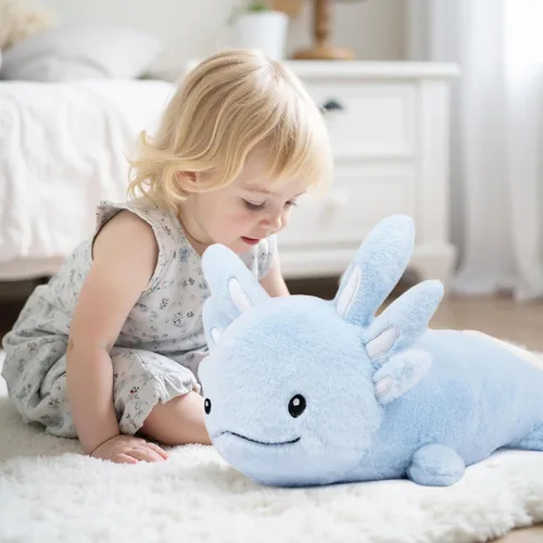 Miniatura 3 de Niuniu Daddy Animales de peluche con peso de ajolote azul de 24 pulgadas 5 libras para niños, adultos, niñas, niños, juguete de peluche gigante