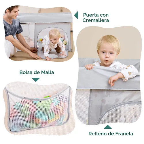 Miniatura 6 de BABELIO Corralito plegable para bebés de 46" × 46", corralito portátil para bebés y niños pequeños, ganador de los premios Parents' Picks Awards,