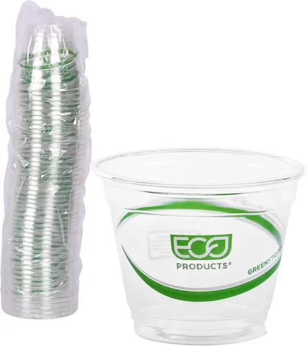 Miniatura 21 de ECO PRODUCTS GreenStripe - Vasos fríos transparentes de 9 onzas, vasos desechables de ácido poliláctico (PLA) a base de plantas para agua, jugo