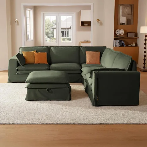 Miniatura 23 de Sofá modular lavable de gran tamaño de 89 pulgadas, sofá nube con funda totalmente extraíble, sofás seccionales para sala de estar, tela