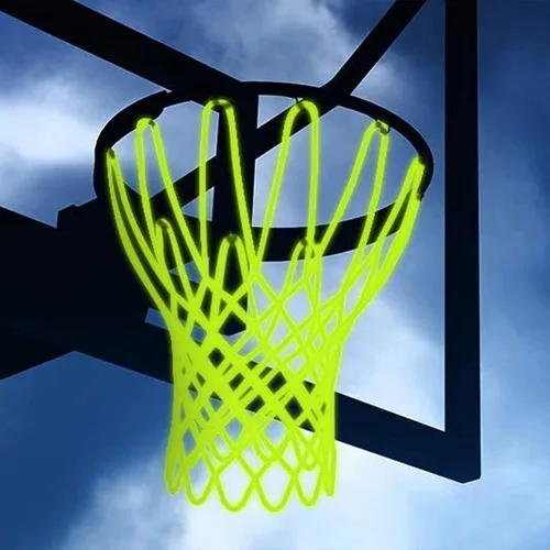 LAO XUE - Red de baloncesto de repuesto para luz nocturna, red luminosa de nailon para exteriores | Red de baloncesto deportiva portátil de 12 bucles