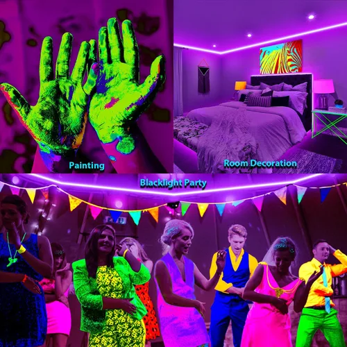 Miniatura 6 de Tira LED de luz negra de 41 pies, control de aplicación, fiesta brillante con control remoto, luz negra morada, luz UV para decoración de Halloween