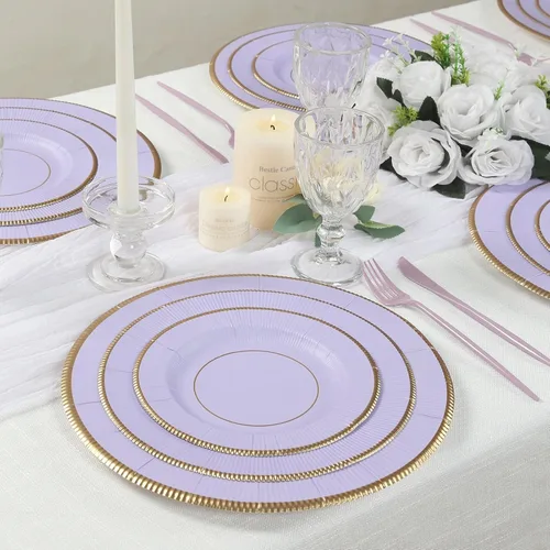 Miniatura 32 de Efavormart 25 Pack Platos de papel para servir y cenar de 10" en negro metálico con rayos de sol, platos desechables para fiestas - 350 GSM