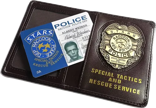 Miniatura 3 de Resident Evil Biohazard S.T.A.R.S RPD Billetera Leon ID Holder Chris Jill Cosplay, D Albert Wesker ID, Minimalista
