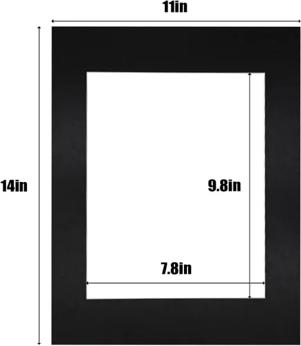 Miniatura 2 de Egofine Paquete de 11 alfombrillas negras de 11 x 14 pulgadas, marco mate para fotos de 8 x 10, sin ácidos, 0.047 in de grosor, con corte biselado