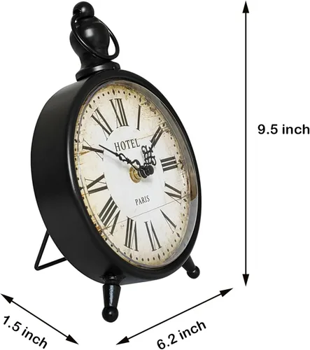Miniatura 3 de HZDHCLH Reloj de mesa vintage, funciona con pilas, reloj de repisa retro para sala de estar, chimenea, reloj de escritorio de metal silencioso