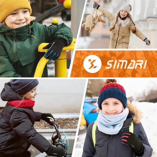 Miniatura 7 de Guantes de invierno para niños SIMARI con pantalla táctil, cálidos y térmicos, resistentes al agua, para niños y niñas, para correr, ciclismo