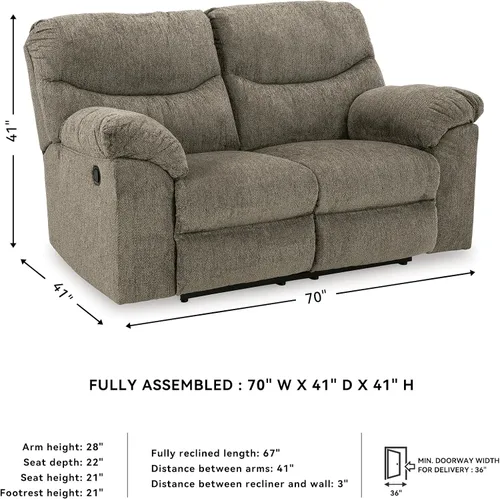 Miniatura 3 de Signature Design by Ashley Alphons - Sofá biplaza reclinable de transición, color gris claro