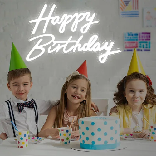 Miniatura 7 de Letrero de neón de feliz cumpleaños para todas las fiestas, tamaño grande - 23 x 14 pulgadas, letreros de neón LED con interruptor regulable