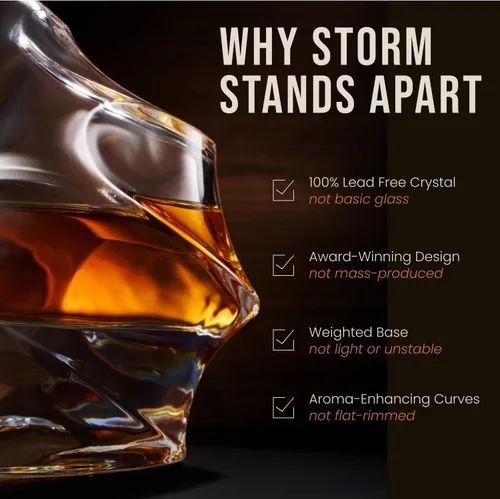 Miniatura 4 de TsukiGlass Storm - Decantador japonés de whisky en cristal de cristal ultra claro 100% libre de plomo – 750ml Elegante caraffa para whisky, whisky