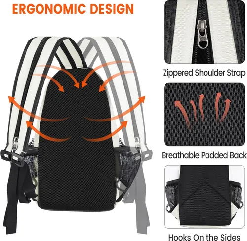Miniatura 6 de Mochila bandolera para hombres y mujeres, mochila de hombro, bolsa de viaje, senderismo, bolsa de pecho, mochila (blanco)