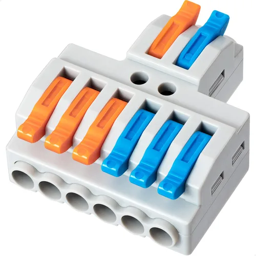 Miniatura 8 de 10 conectores de cable de palanca, conector de cable de cableado rápido, bloque de terminales de conductor a presión (2 en 4 salidas)