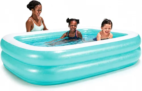 Piscina inflable rectangular para la familia color azul
