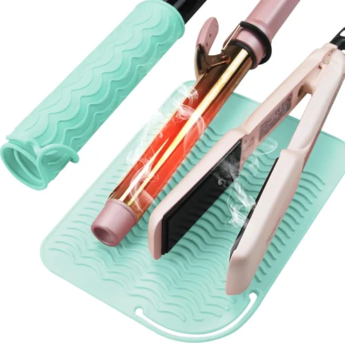 Miniatura 14 de Heysam Alfombrilla térmica profesional para herramientas para el cabello, plancha plana y rizadora, bolsa de almacenamiento de viaje para encimera