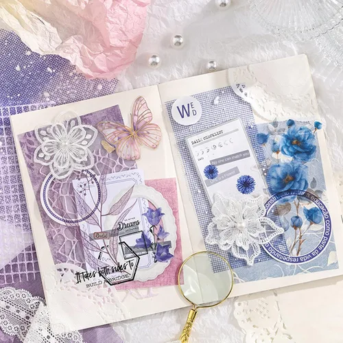 Miniatura 3 de PRSTINCOL 90 hojas de papel de álbum de recortes con tela de malla, paquete de 6 papeles estéticos variados para álbumes de recortes, suministros