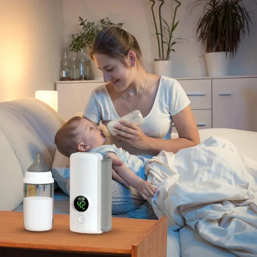 Miniatura 2 de TeqHome Calentador de biberones portátil para viajes, calentamiento instantáneo y calentamiento constante, calentador de biberones portátil