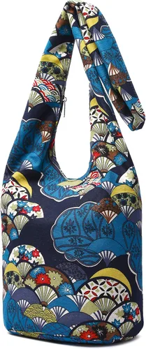 Miniatura 223 de Bolsa de hombro para mujer, de lona en estilo hippie/bohemio para llevar cruzada al hombro, disponible en diferentes colores y estampados