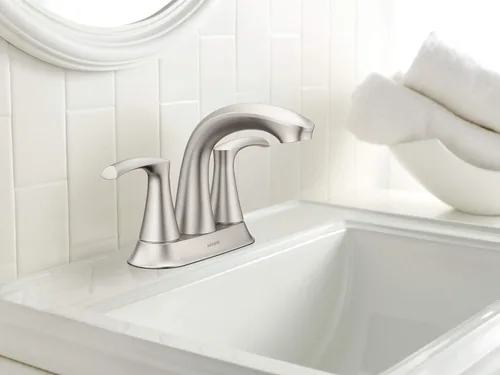 Miniatura 10 de Moen Graeden Spot Resist - Grifo de baño central de níquel cepillado de 2 manijas y 4 pulgadas
