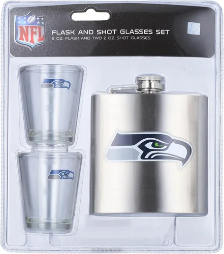 Miniatura 8 de Juego de vasos de chupito y petaca de acero inoxidable de la NFL