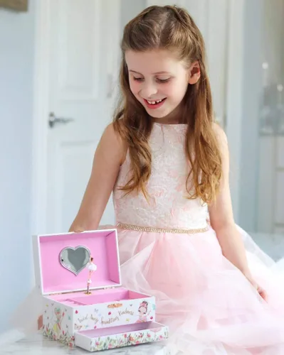 Miniatura 2 de The Memory Building Company Caja de música Joyero de bailarina para niñas y niños con collar y pulsera a juego Regalos de cumpleaños para niñas